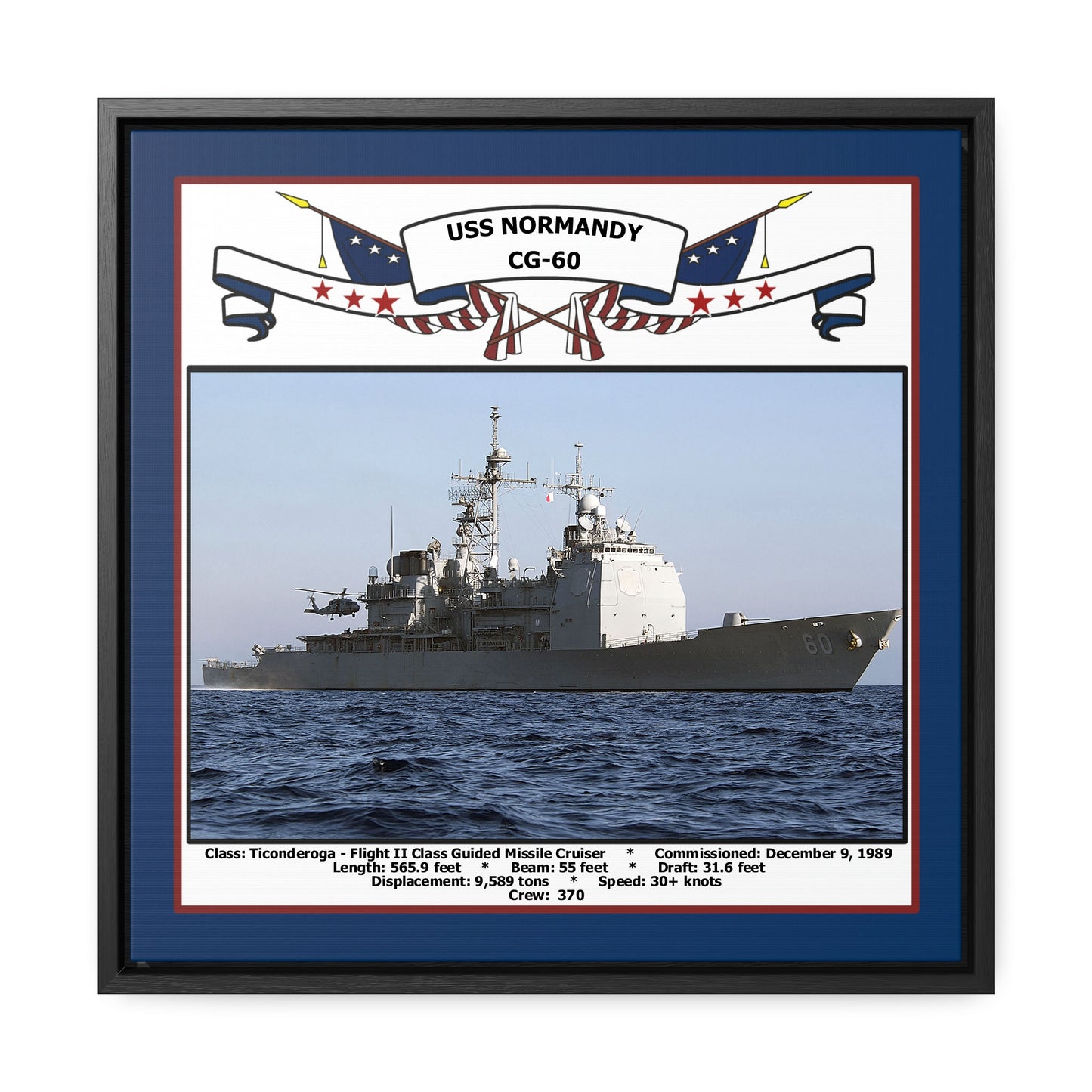 USS Normandy CG-60 Navy Floating Frame Photo Front View
