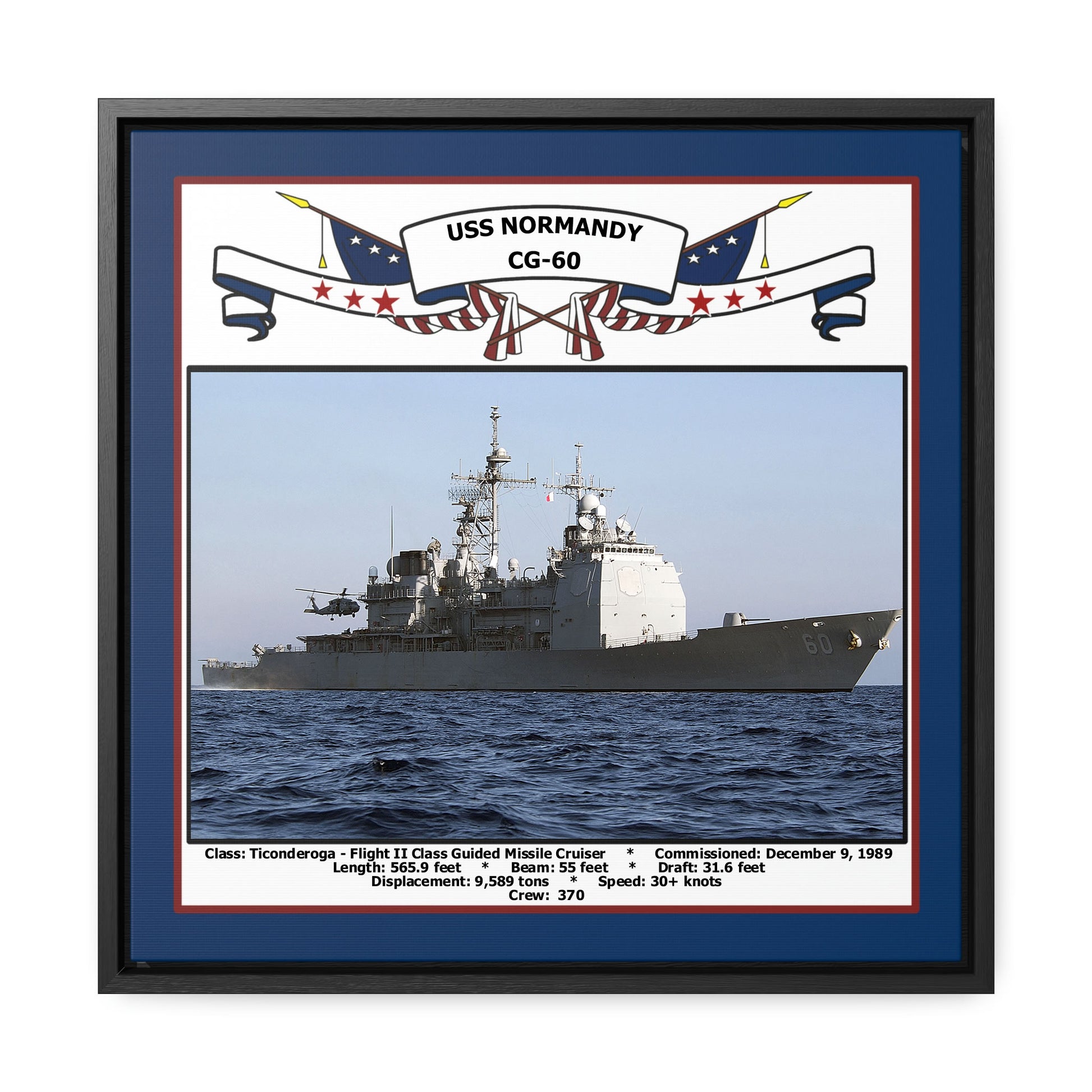 USS Normandy CG-60 Navy Floating Frame Photo Front View