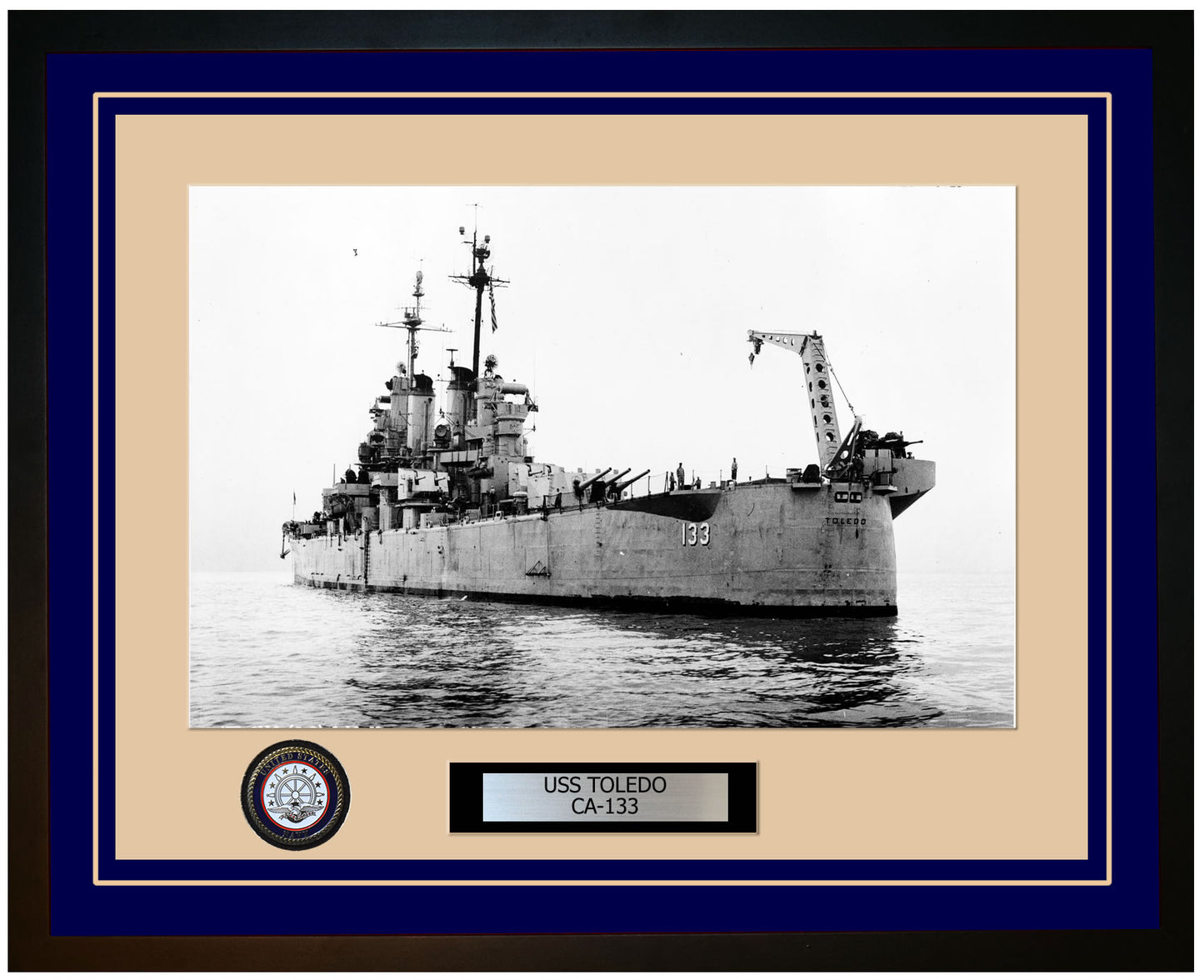 USS TOLEDO CA-133 Framed Navy Ship Photo Blue