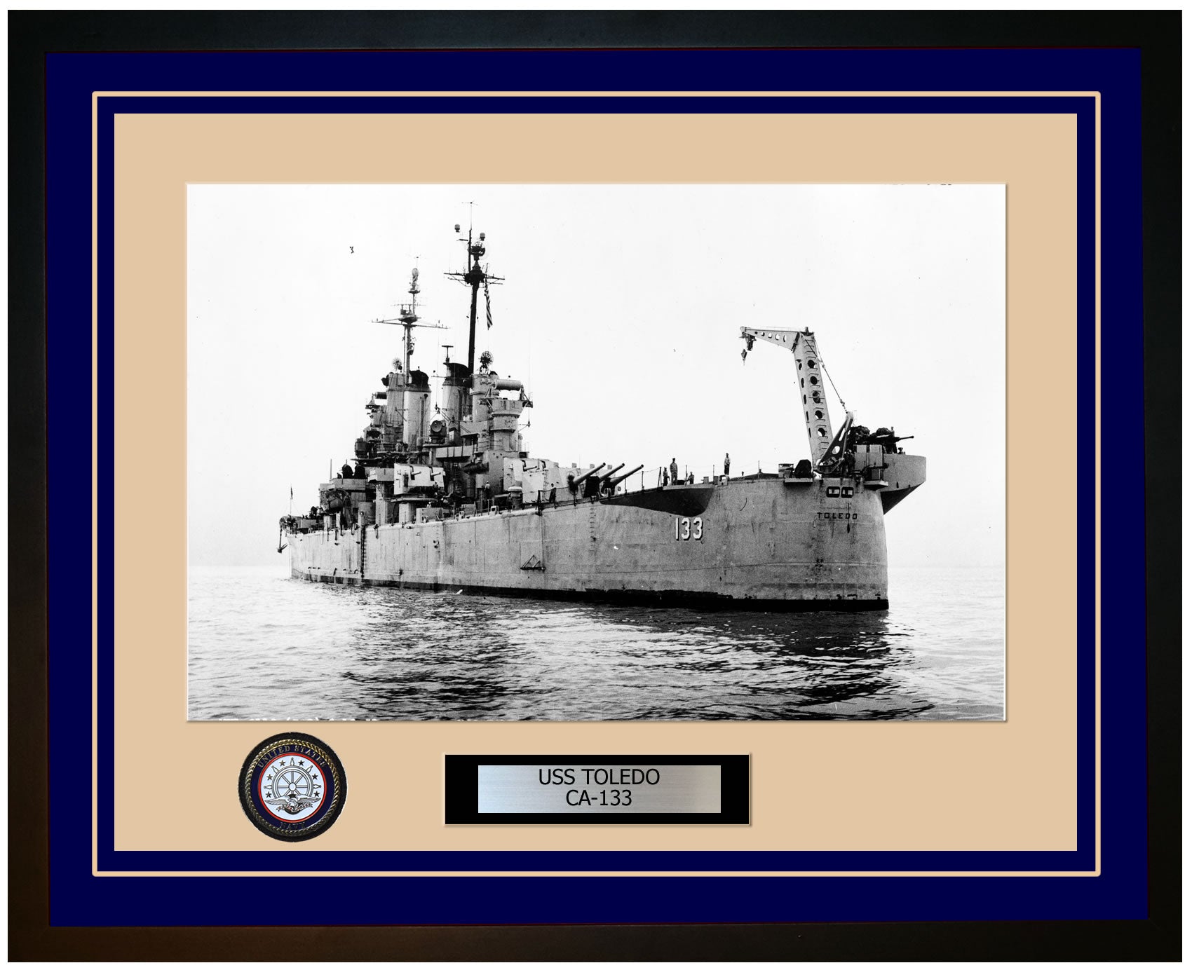 USS TOLEDO CA-133 Framed Navy Ship Photo Blue