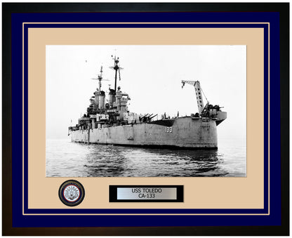 USS TOLEDO CA-133 Framed Navy Ship Photo Blue