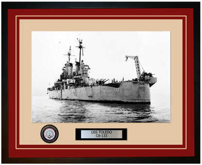 USS TOLEDO CA-133 Framed Navy Ship Photo Burgundy