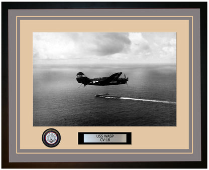USS WASP CV-18 Framed Navy Ship Photo Grey