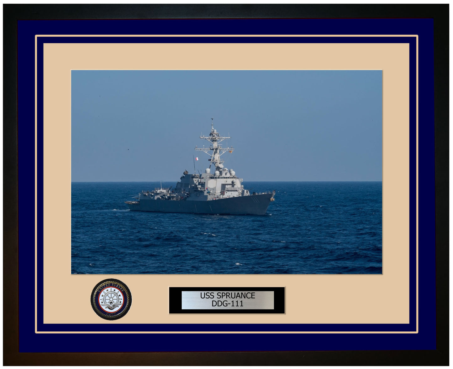 USS SPRUANCE DDG-111 Framed Navy Ship Photo Blue