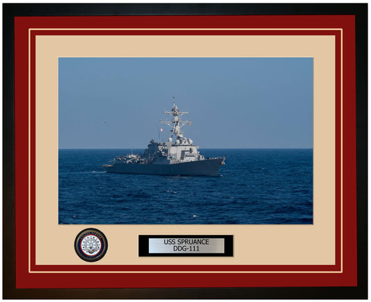 USS SPRUANCE DDG-111 Framed Navy Ship Photo Burgundy
