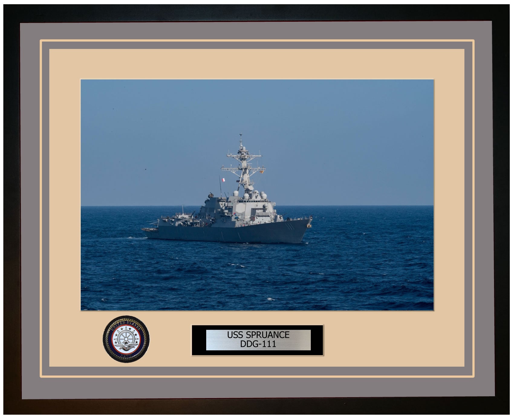 USS SPRUANCE DDG-111 Framed Navy Ship Photo Grey