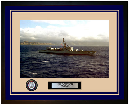 USS DAVIDSON FF-1045 Framed Navy Ship Photo Blue