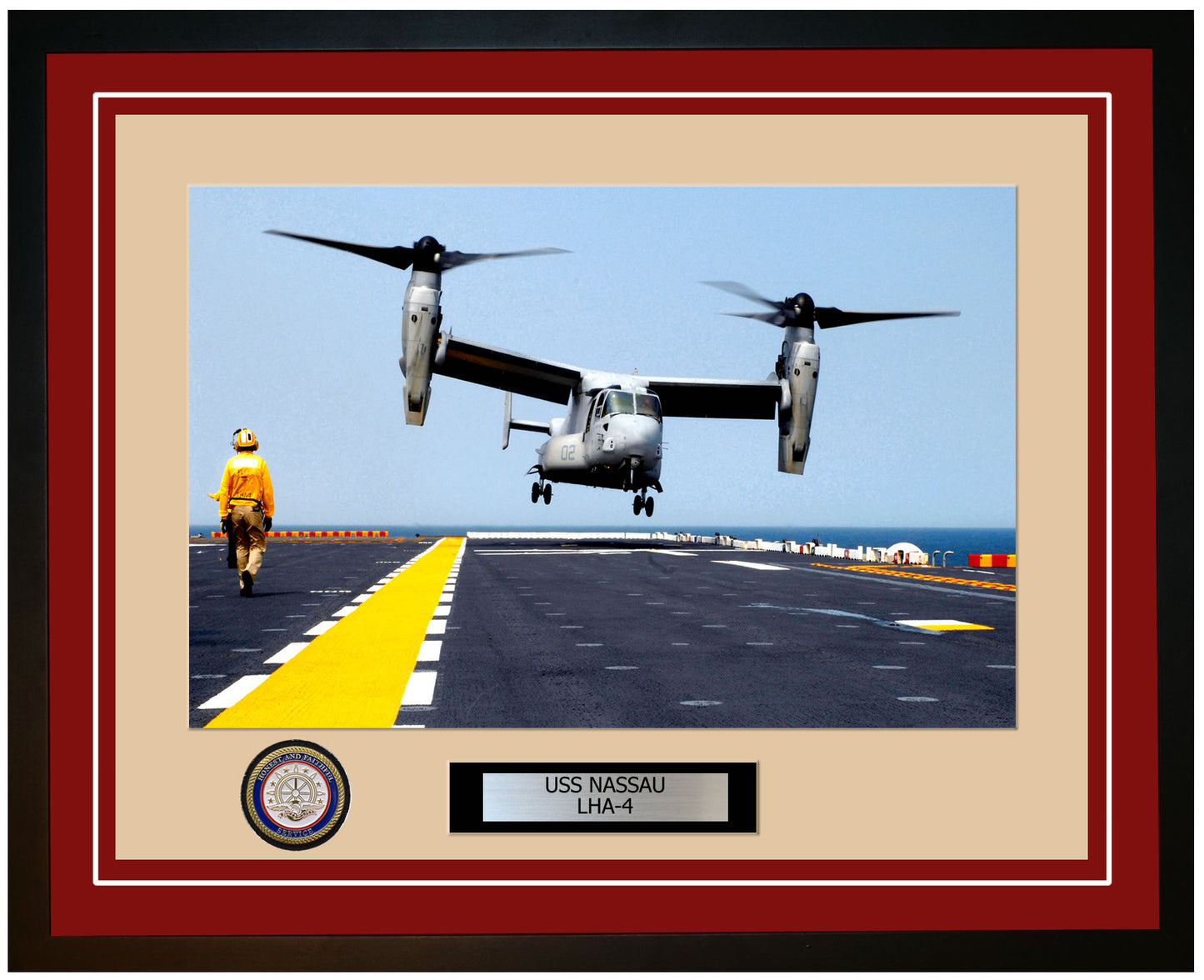USS Nassau LHA-4 Framed Navy Ship Photo Burgundy