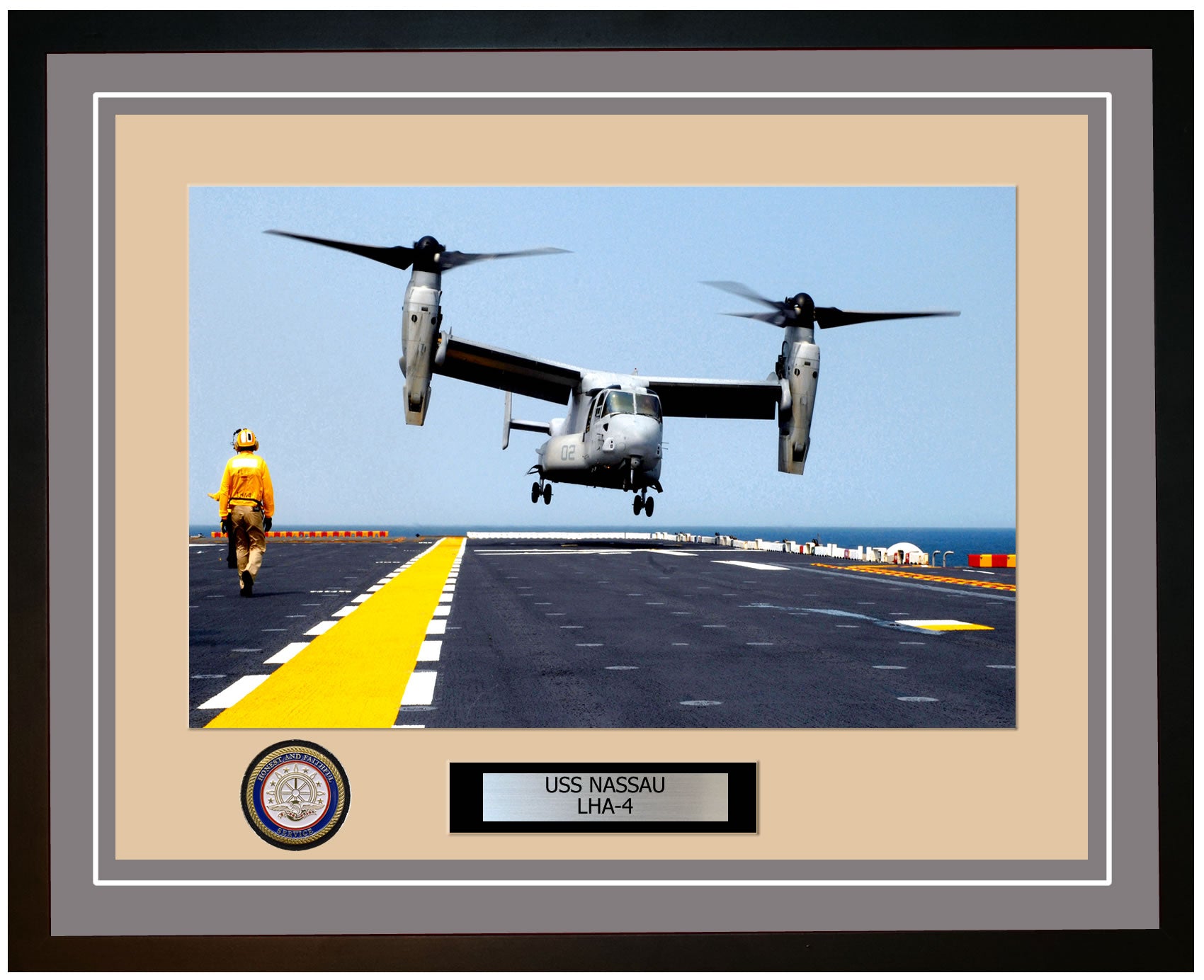 USS Nassau LHA-4 Framed Navy Ship Photo Grey