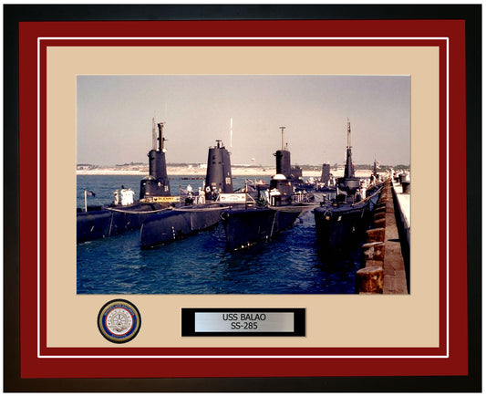 USS Balao SS-285 Framed Navy Ship Photo Burgundy