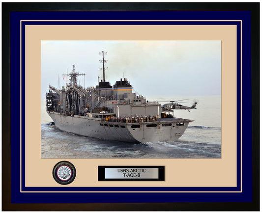 USS ARCTIC T-AOE-8 Framed Navy Ship Photo Blue
