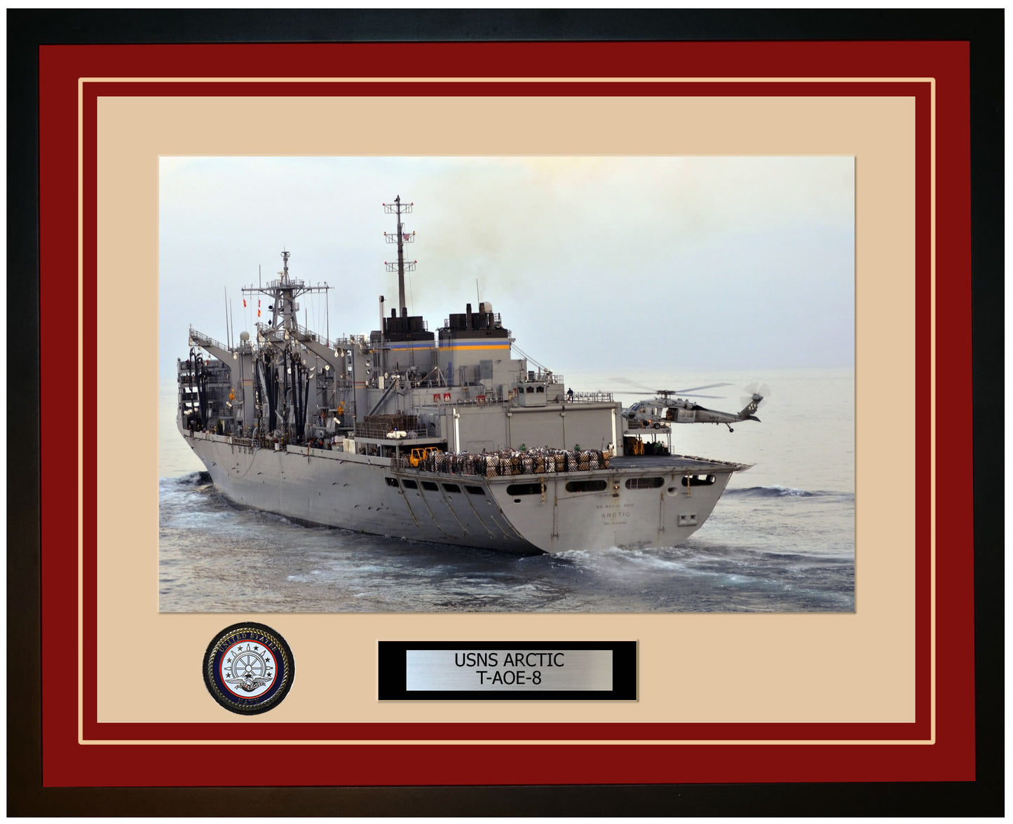 USS ARCTIC T-AOE-8 Framed Navy Ship Photo Burgundy