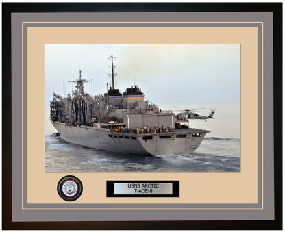 USS ARCTIC T-AOE-8 Framed Navy Ship Photo Grey