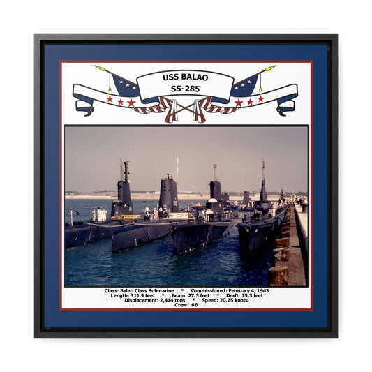 USS Balao SS-285 Navy Floating Frame Photo Front View