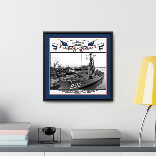 USS Jack W Wilke DE-800 Navy Floating Frame Photo Desk View