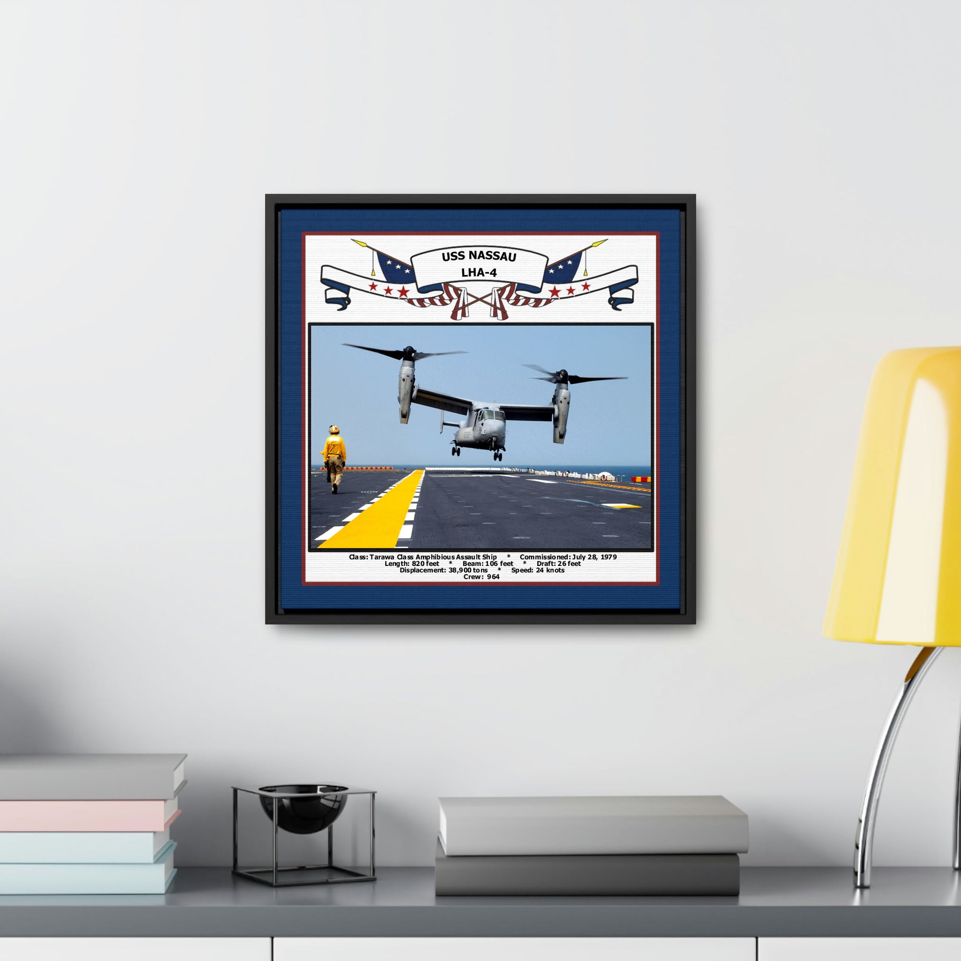 USS Nassau LHA-4 Navy Floating Frame Photo Desk View