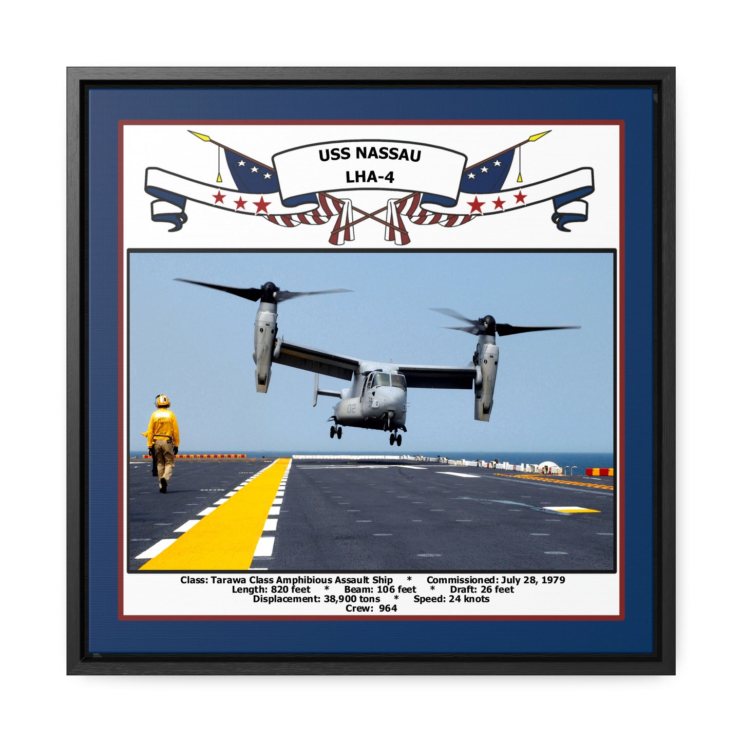 USS Nassau LHA-4 Navy Floating Frame Photo Front View