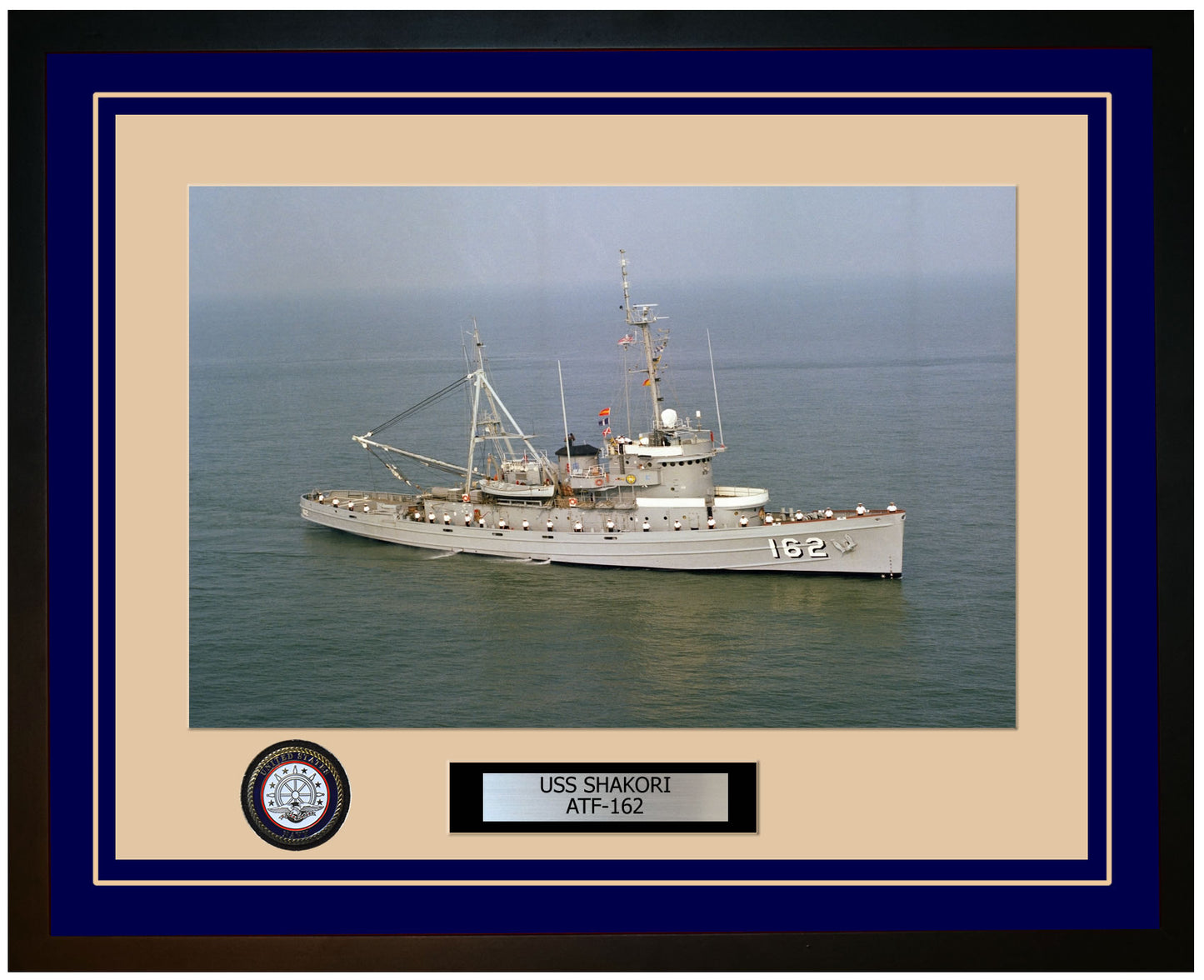 USS SHAKORI ATF-162 Framed Navy Ship Photo Blue