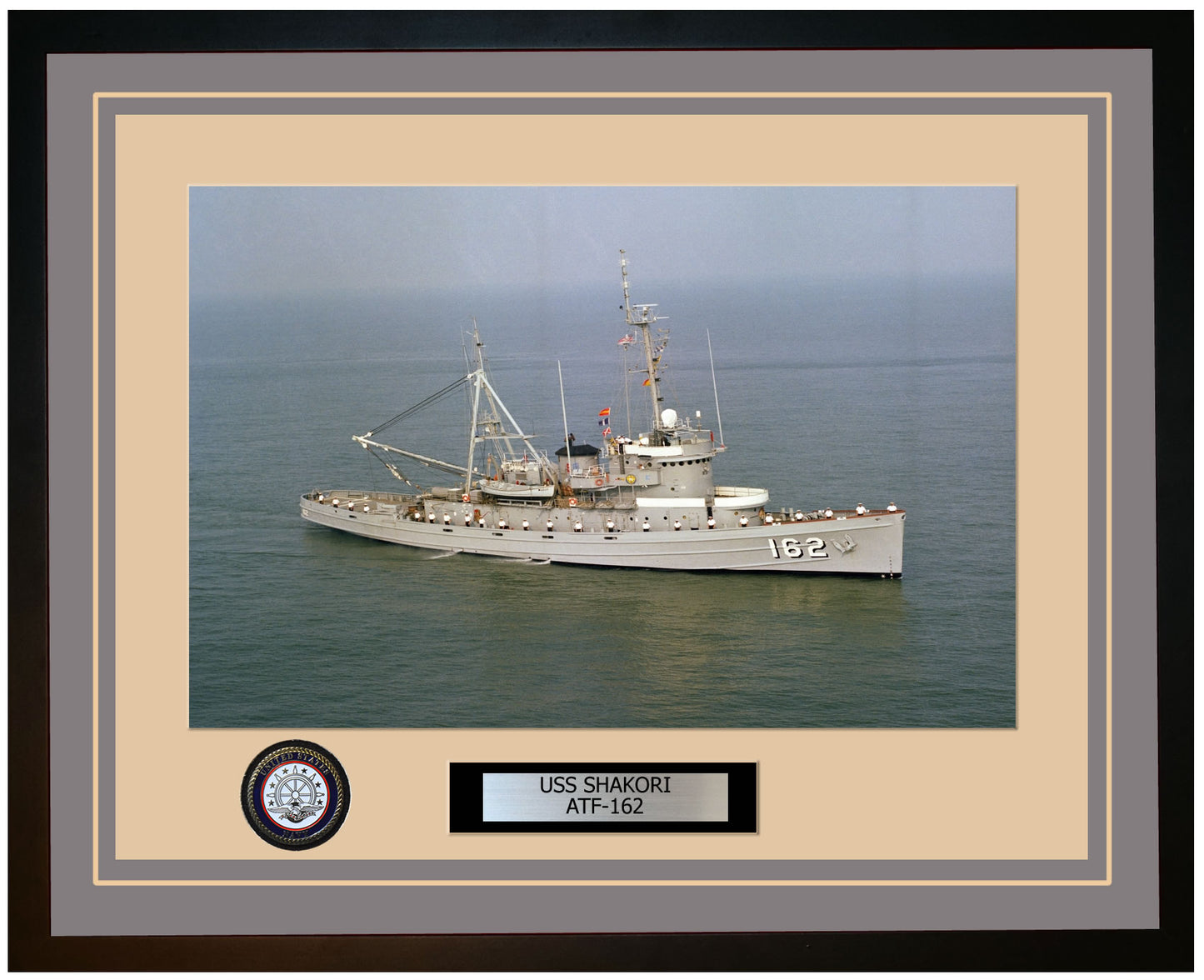 USS SHAKORI ATF-162 Framed Navy Ship Photo Grey