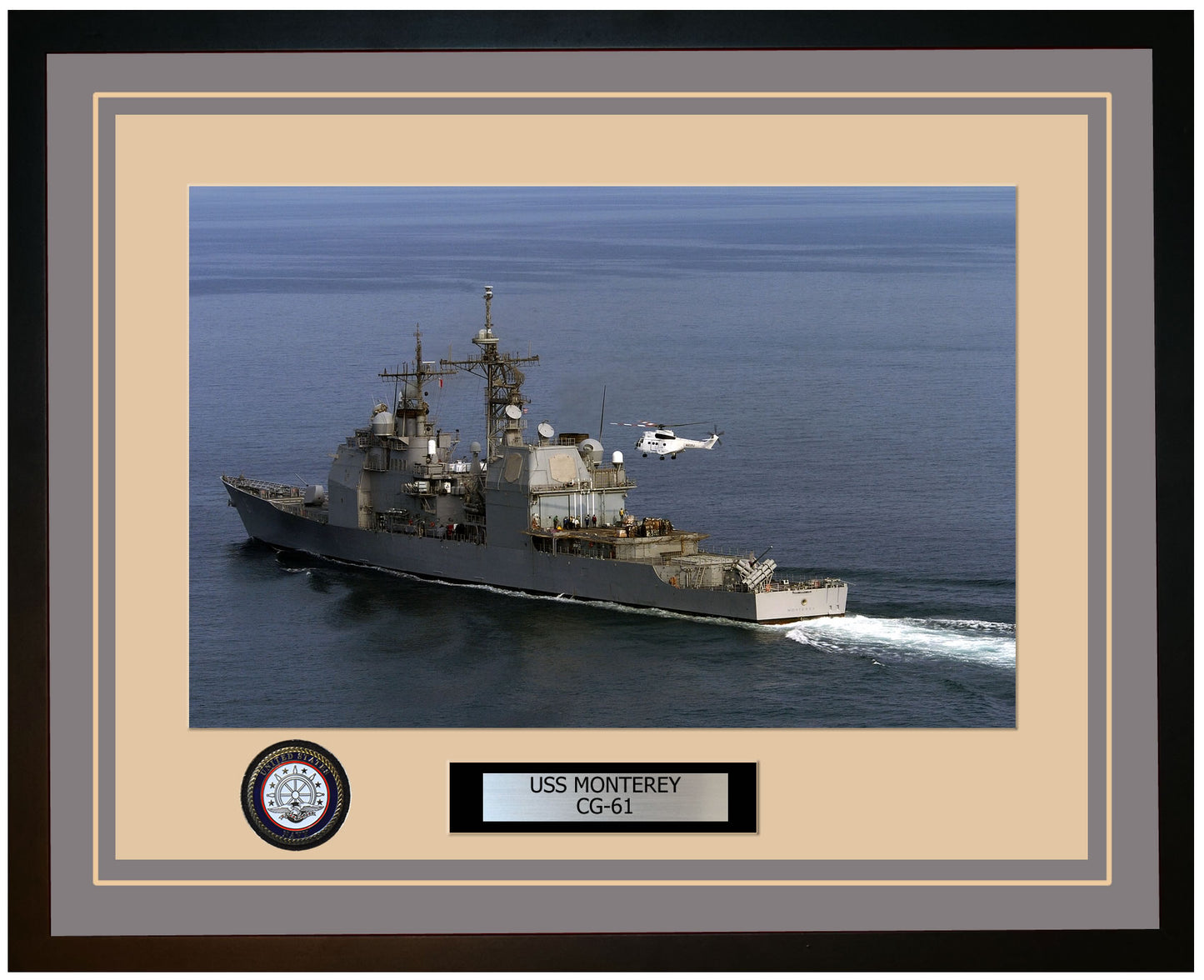 USS MONTEREY CG-61 Framed Navy Ship Photo Grey