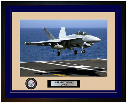 USS KITTY HAWK CV-63 Framed Navy Ship Photo Blue