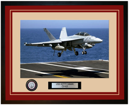 USS KITTY HAWK CV-63 Framed Navy Ship Photo Burgundy