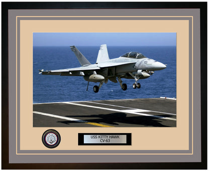 USS KITTY HAWK CV-63 Framed Navy Ship Photo Grey