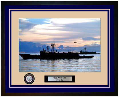 USS JARRETT FFG-33 Framed Navy Ship Photo Blue