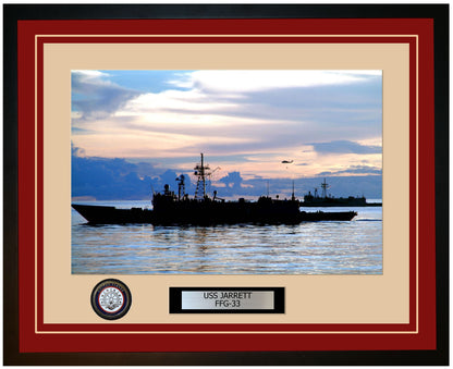 USS JARRETT FFG-33 Framed Navy Ship Photo Burgundy