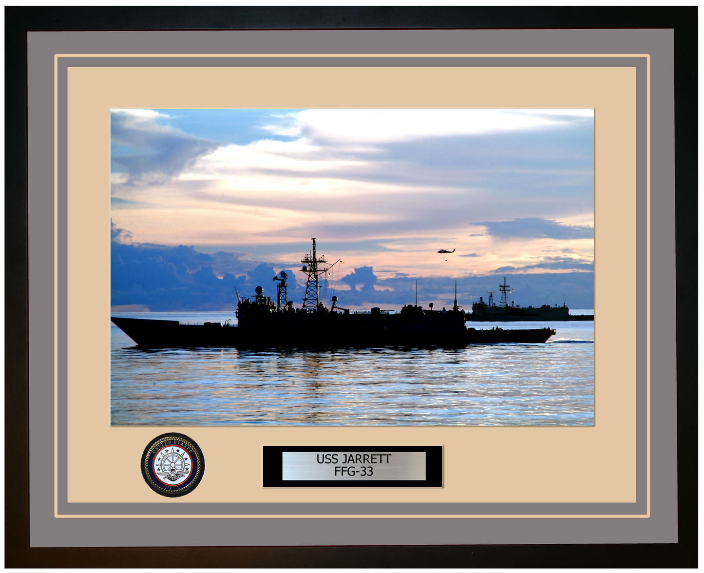 USS JARRETT FFG-33 Framed Navy Ship Photo Grey