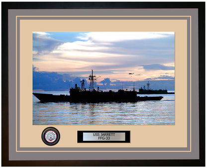USS JARRETT FFG-33 Framed Navy Ship Photo Grey