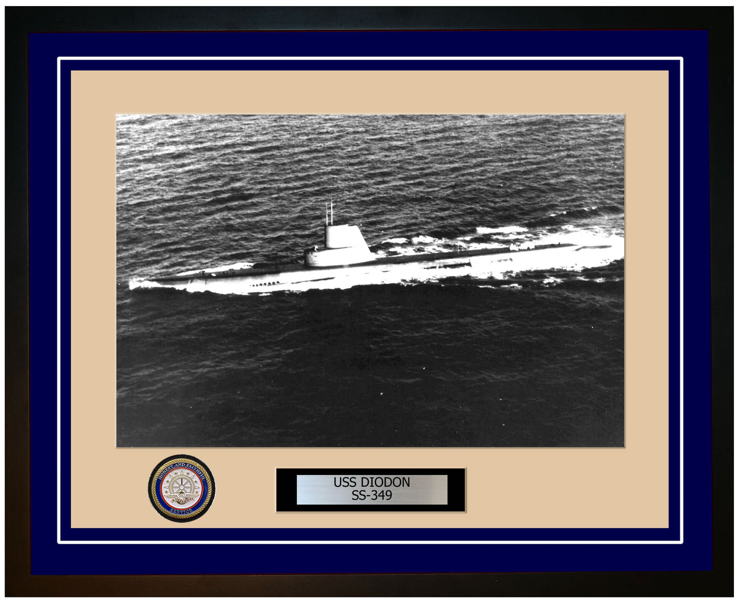 USS Diodon SS-349 Framed Navy Ship Photo Blue