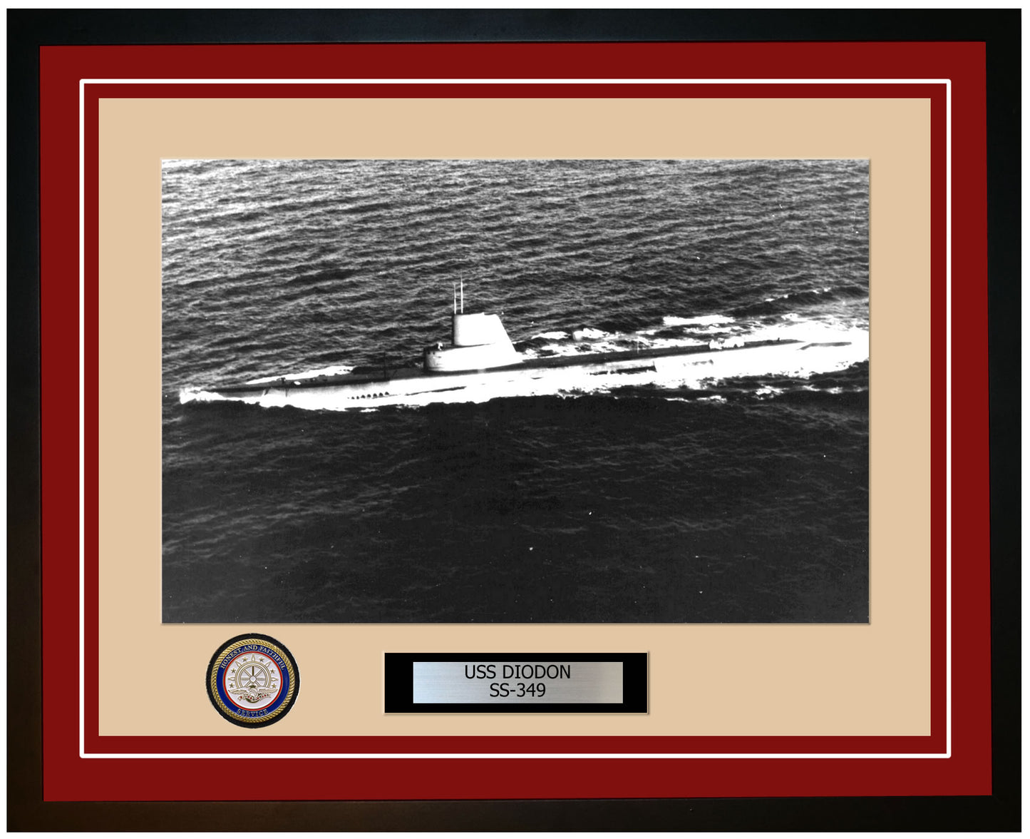 USS Diodon SS-349 Framed Navy Ship Photo Burgundy