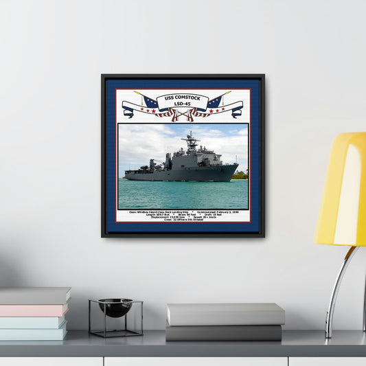 USS Comstock LSD-45 Navy Floating Frame Photo Desk View