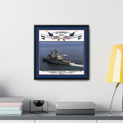 USS Monterey CG-61 Navy Floating Frame Photo Desk View