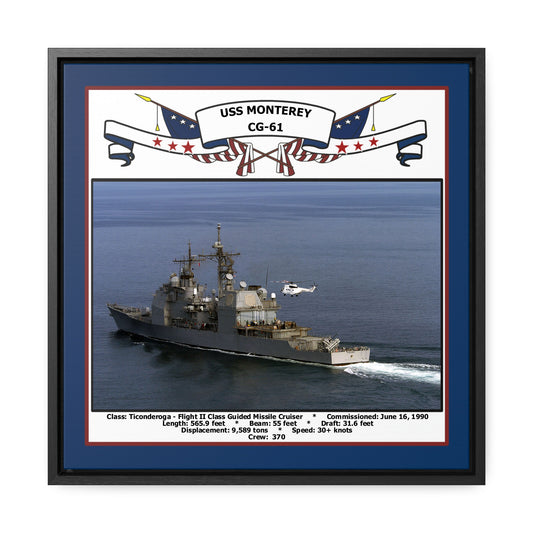 USS Monterey CG-61 Navy Floating Frame Photo Front View