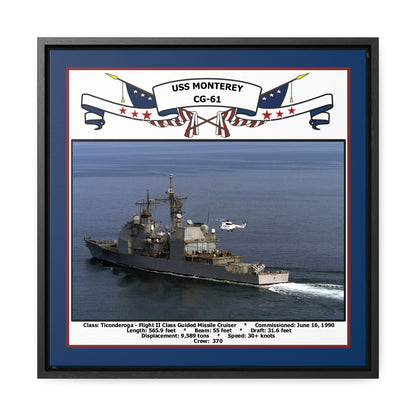 USS Monterey CG-61 Navy Floating Frame Photo Front View