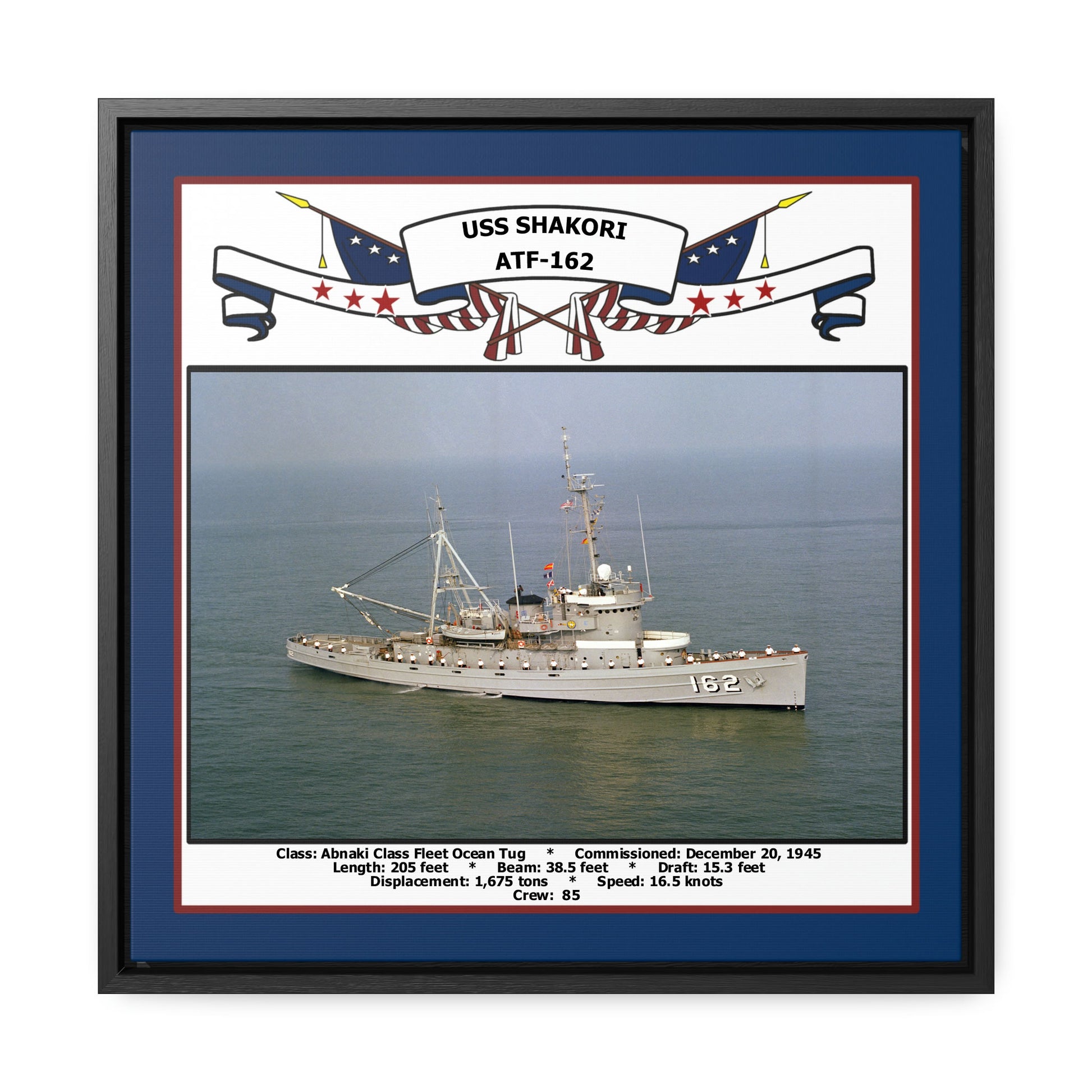 USS Shakori ATF-162 Navy Floating Frame Photo Front View