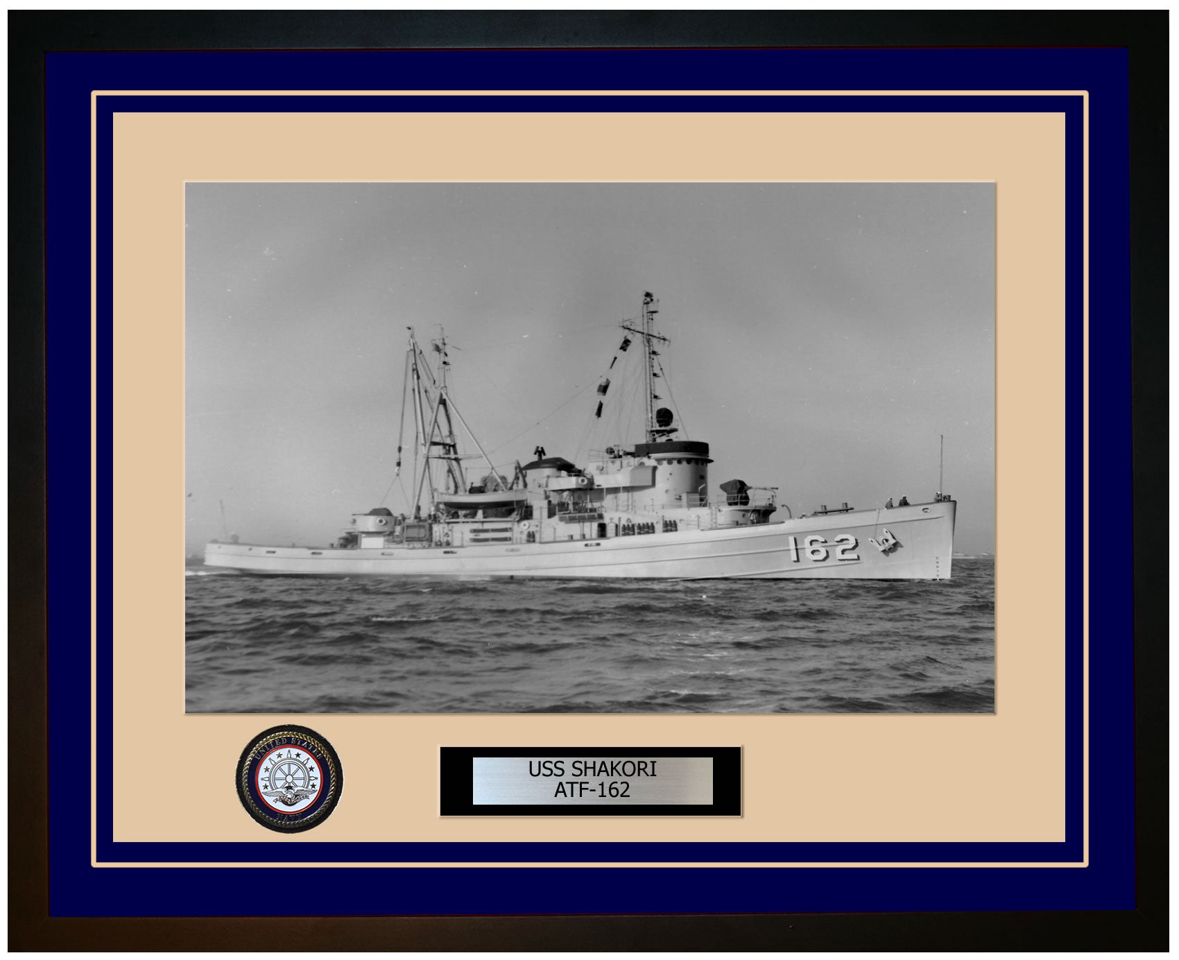 USS SHAKORI ATF-162 Framed Navy Ship Photo Blue