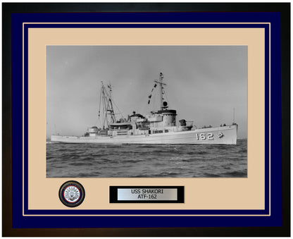 USS SHAKORI ATF-162 Framed Navy Ship Photo Blue