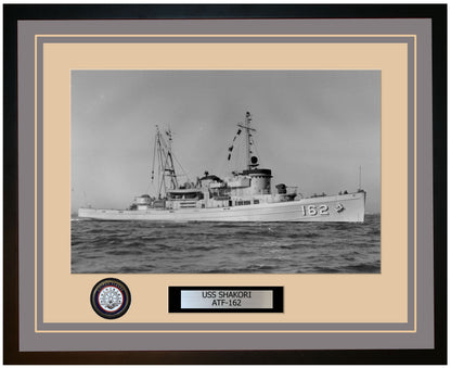 USS SHAKORI ATF-162 Framed Navy Ship Photo Grey