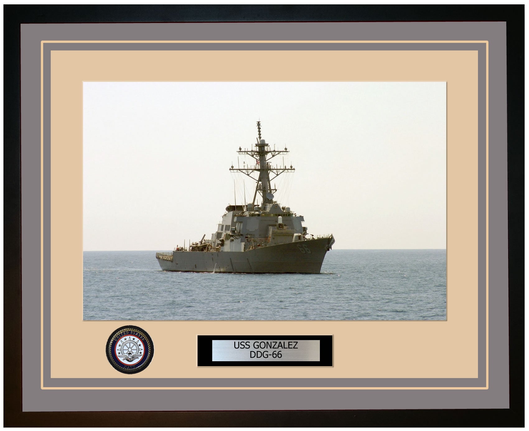 USS GONZALEZ DDG-66 Framed Navy Ship Photo Grey