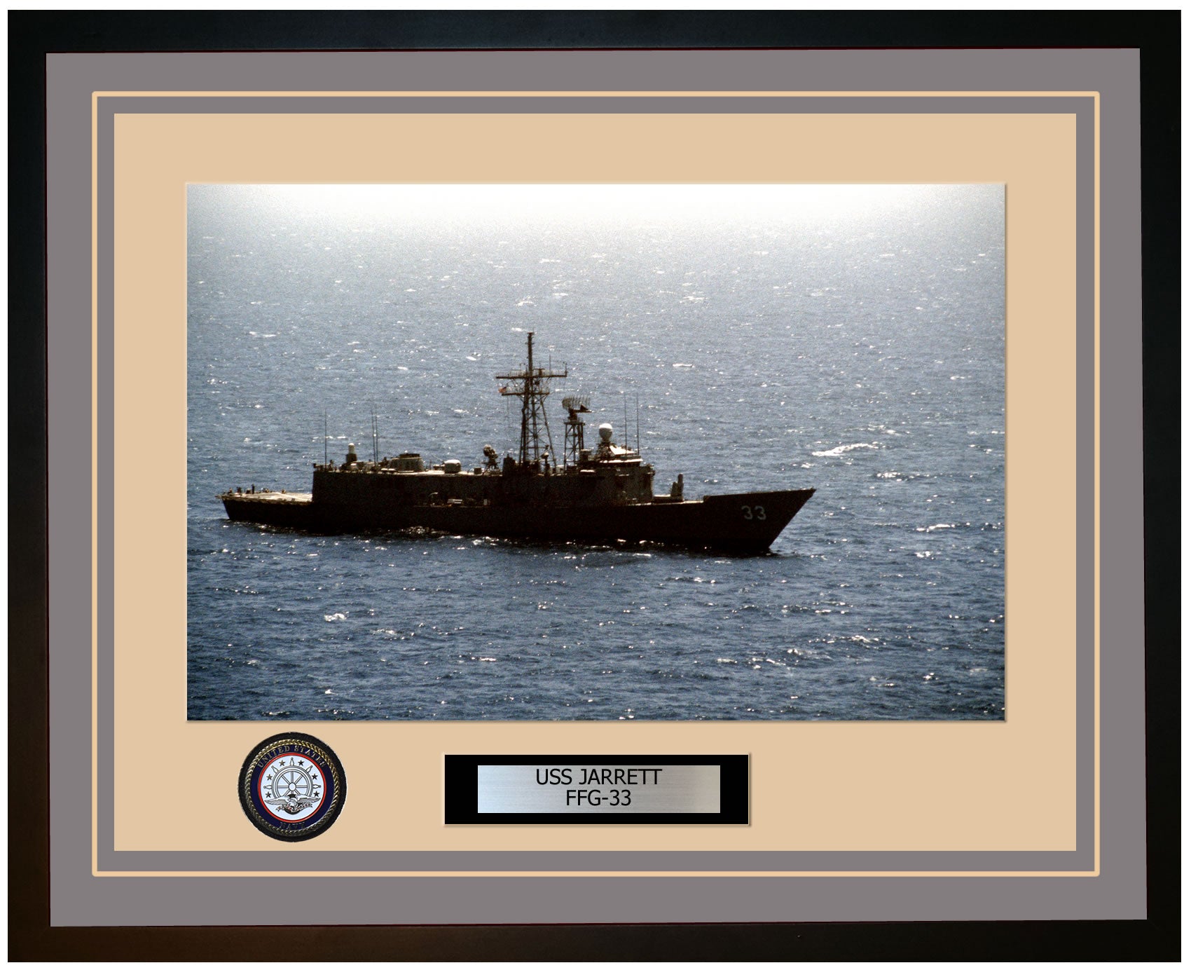 USS JARRETT FFG-33 Framed Navy Ship Photo Grey