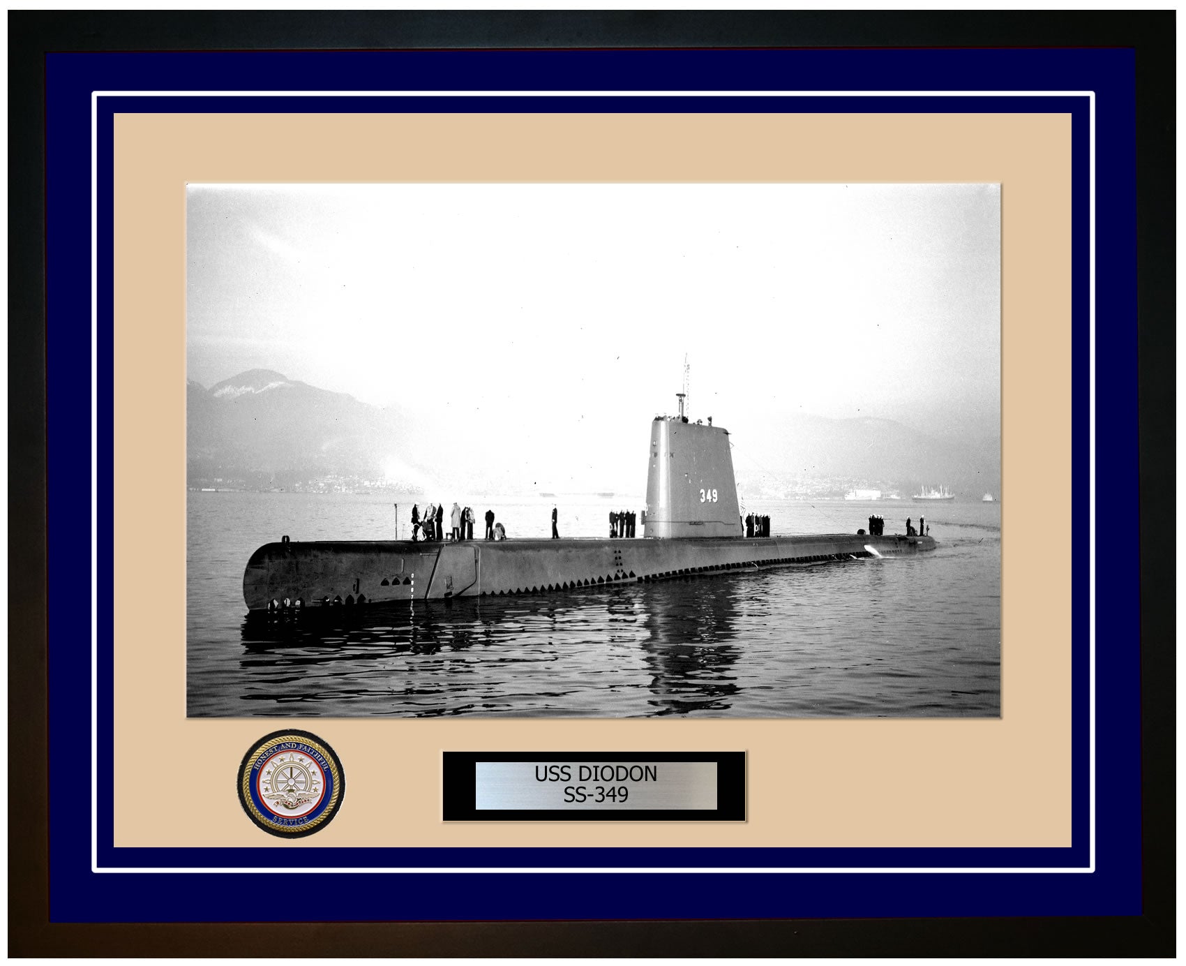 USS Diodon SS-349 Framed Navy Ship Photo Blue