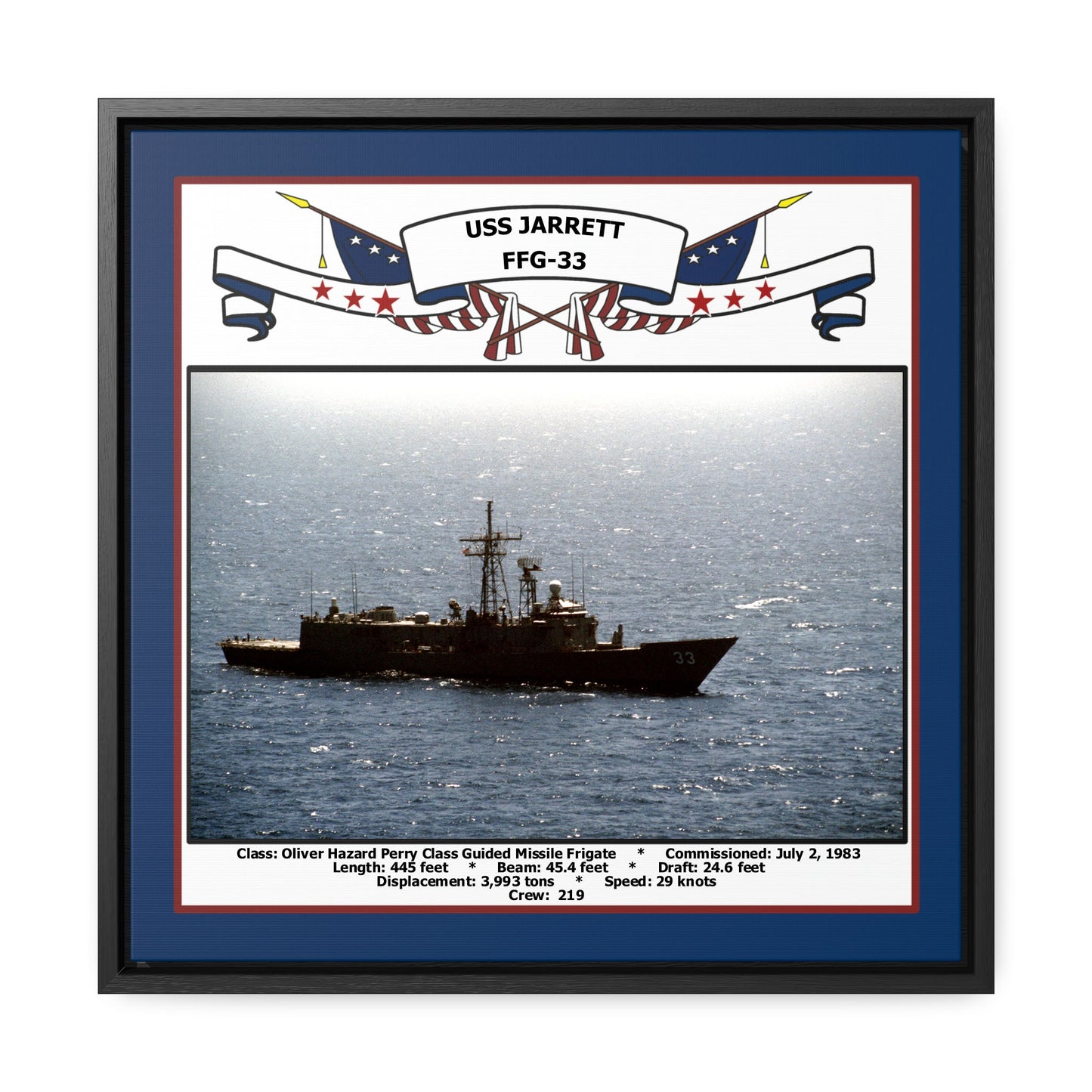 USS Jarrett FFG-33 Navy Floating Frame Photo Front View