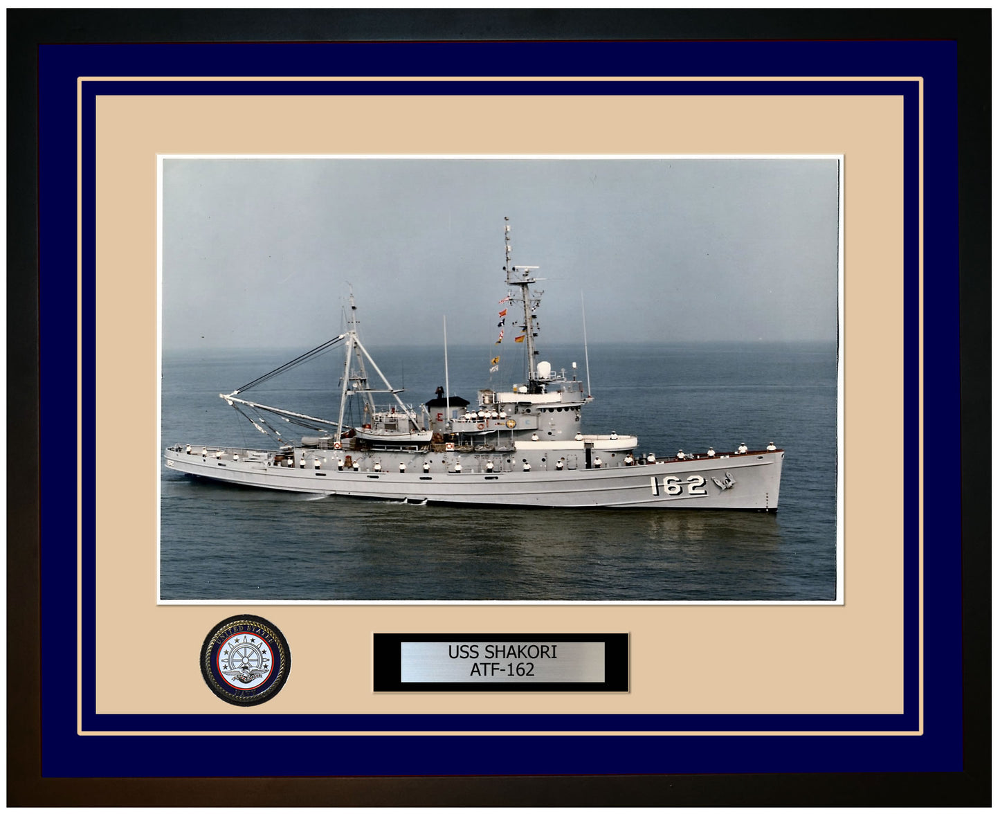 USS SHAKORI ATF-162 Framed Navy Ship Photo Blue