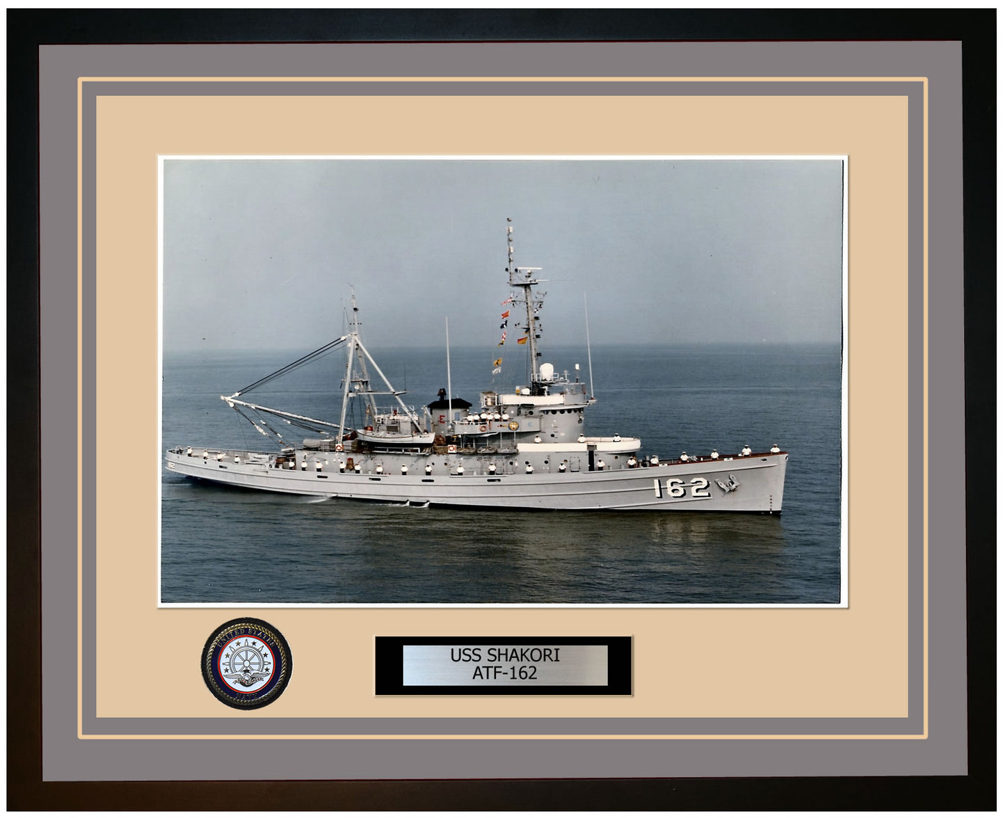 USS SHAKORI ATF-162 Framed Navy Ship Photo Grey
