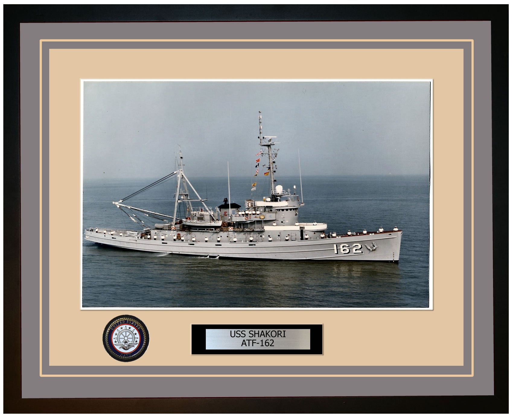 USS SHAKORI ATF-162 Framed Navy Ship Photo Grey