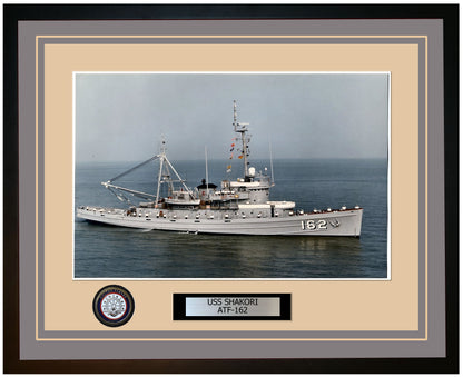 USS SHAKORI ATF-162 Framed Navy Ship Photo Grey