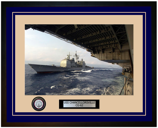 USS CHANCELLORSVILLE CG-62 Framed Navy Ship Photo Blue